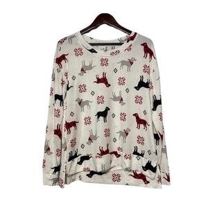 Dog’s With Bandanas Long Sleeve Top Sleepwear Women’s Size Medium